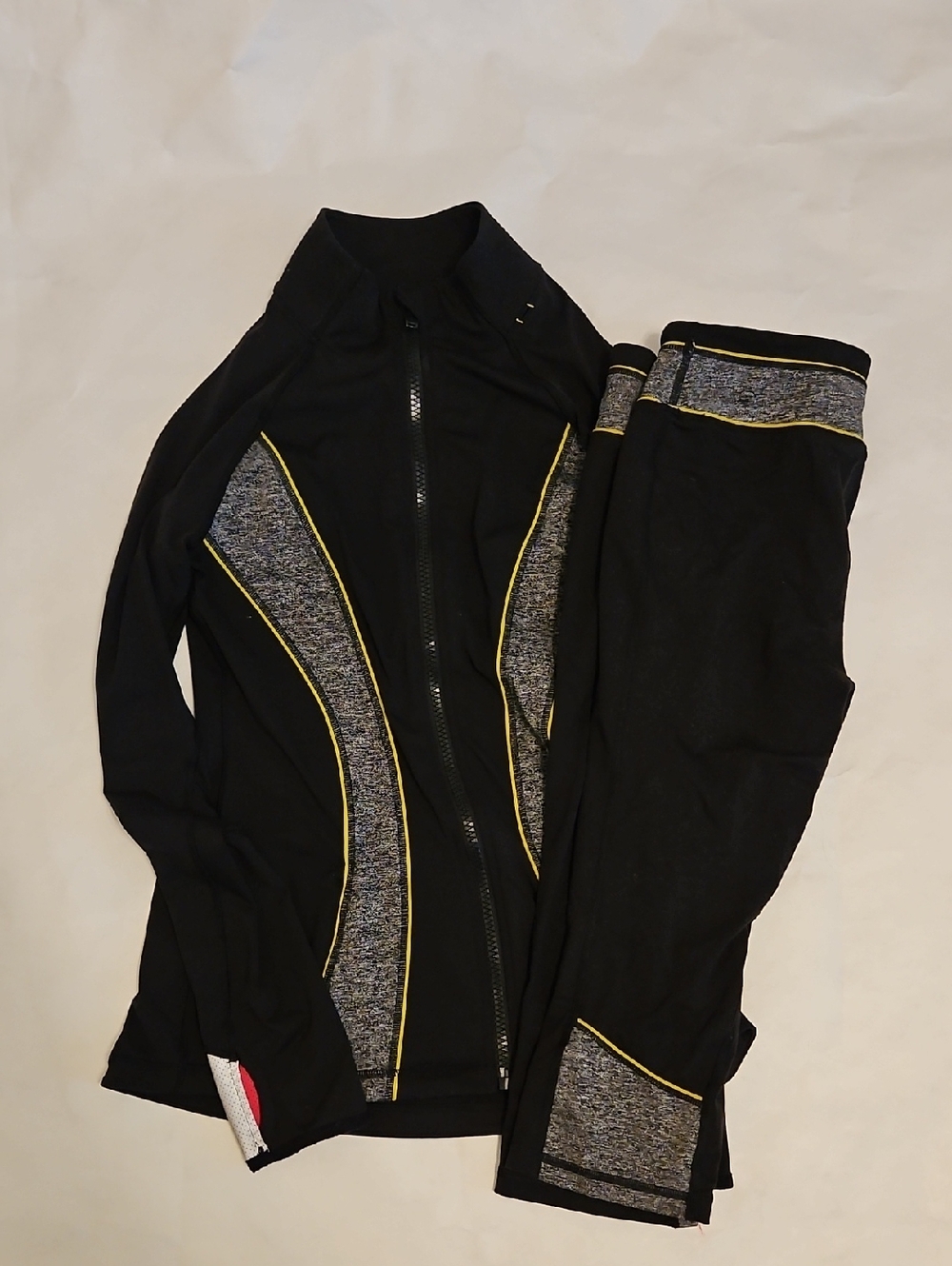 Victoria's Secret Black & Gray Track Jacket and Joggers with Yellow Trim